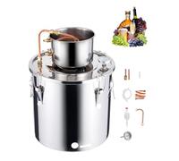 VEVOR Destilador de Alcohol, de Acero Inoxidable de 30 L con Bobina de Cobre, Kit de Fermentación y Refinación de Cerveza Casera con Termómetro, para Vino, Whisky, Brandy, Plata, Φ 350 x 350 mm