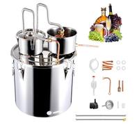 VEVOR Destilador de Alcohol, de Acero Inoxidable de 50 L con Bobina de Cobre, Kit de Destilador de Doble Condensador con Destilación Secundaria, para Vino, Whisky, Brandy, Plata, Φ 400 x 510 mm