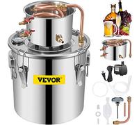 VEVOR Destilador de Alcohol de Agua 11,4 L Kit de Destilación con Bomba de Circulación, Tubo de Cobre para Alambique de Alcohol con Termómetro Incorporado para Whisky, Alcohol DIY, Acero Inoxidable
