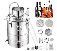 VEVOR Destilador de Alcohol de Agua 30 L Alambique de alcohol 1800 W Destilador de Acero Inoxidable con Bomba de Agua 6,8-8 W Juego Completo para Vinos de Frutas, Whisky, Brandy, Champán, Vodka