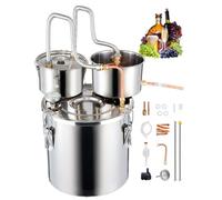 VEVOR Destilador de Alcohol, de Acero Inoxidable 19 L, con Bobina de Cobre, Kit de Destilador de Condensador Doble con Destilación Secundaria, para Vino, Whisky, Brandy, Plata, Φ 300 x 410 mm