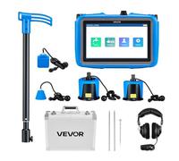 VEVOR Detector de Fugas de Agua de Tuberías, 4 Sensores, 1-10 000 Hz, Pantalla Táctil 17,78 cm, con 3 Varillas de Escucha, Auriculares, Tarjeta 8 GB y Estuche de Transporte, Profundidad 0,5-5 m