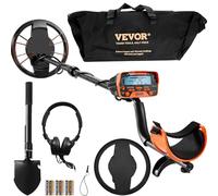 VEVOR Detector de Metales para Adultos y Niños 25,4cm Detector de Metales Profesional Ajustable Resistente al Agua Bobina IP68 Pantalla LCD 7 Modos Chip DSP Avanzado Ligero para Búsqueda de Moneda Oro