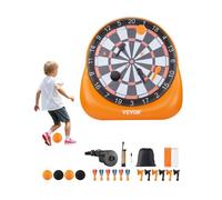 VEVOR Diana de Dardos Inflable de Fútbol de 2 x 1,4 x 2 m con 4 Pelotas de Fútbol, 6 Dardos, 6 Hachas y Bomba de Aire, Instalación en 3 Minutos, Ideal para Juegos de Jardín, Dardos Gigantes