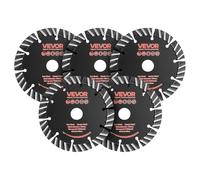 VEVOR Disco de Corte de Diamante 133 mm, Juego de 5 Piezas, Disco para Rozadora de Pared con Segmentos 2 mm, Eje 20 mm, Núcleo de acero 65Mn para Ladrillo Hormigón Tuberías Mampostería y Cableado