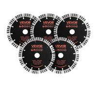 VEVOR Disco de Corte de Diamante 160 mm, Juego de 5 Piezas, Disco para Rozadora de Pared con Segmentos 2 mm, Eje 22,2 mm para Ladrillo Cableado Mampostería Tuberías y Hormigón, Núcleo de acero 65Mn