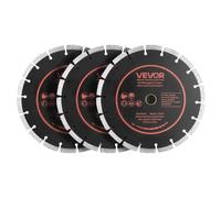 VEVOR Disco de Corte de Diamante 230 mm, Juego de 3 Piezas, Disco para Rozadora de Pared con Segmentos 2 mm, Eje 22,2 mm para Cableado Hormigón Ladrillo Tuberías y Mampostería, Núcleo de acero 65Mn