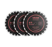 VEVOR Disco de Corte de Diamante 359 mm, Juego de 3 Piezas, Disco para Rozadora de Pared con Segmentos 2 mm, Eje 25,4 mm, Núcleo de acero 65Mn para Ladrillo Mampostería Hormigón Tuberías y Cableado
