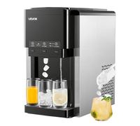 VEVOR Dispensador de Agua con Máquina de Hielo, 7 min/12 Piezas,16 kg/Día, Producción Rápida con Depósito, Hielo Esférico/Picado y Agua Fría, Ideal para Fiestas en la Cocina, 280 x 440 x 480 mm,