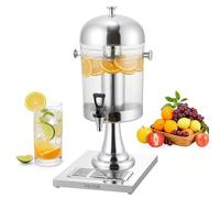VEVOR Dispensador de Bebidas 8 L para Fiestas, Acero Inoxidable y Plástico, con Grifo, Bandeja para Hielo, Dispensador de Zumo Limonada y Té Helado, a Restaurantes y Hoteles, 270 x 350 x 560 mm