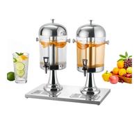 VEVOR Dispensador de Bebidas, 8 L x 2, para Fiestas, de Acero Inoxidable y Plástico, con Grifo y Bandeja para Hielo, para Té Helado y Limonada, para Restaurantes y Hoteles, 558 x 348 x 560 mm