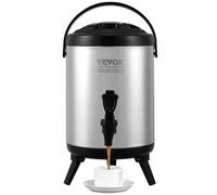 VEVOR Dispensador de Bebidas Aislado Dispensador de Agua Fría y Caliente No Eléctrico 6 L Almacenamiento de Alimentos de Acero Inoxidable Contenedor Aislado 4-6 H con Grifo Portátil para Camping