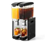 VEVOR Dispensador de Bebidas Comercial 10L x 2 Tanques, de Acero Inoxidable | Para Bebidas Frías en Restaurantes, Bares y Fiestas, Temperatura de Enfriamiento de 7 °C a 12 °C, Tanques de Policarbonato