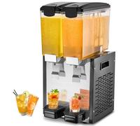 VEVOR Dispensador de Bebidas Comercial 10L x 2 Tanques Máquina de Bebidas Frías Heladas de Acero Inoxidable 270W Temperatura de Enfriamiento 7~12 °C para Restaurantes, Bares, Fiestas, 33x40,5x69 cm