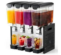 VEVOR Dispensador de Bebidas Comercial 10L x 4 Tanques, de Acero Inoxidable, Temperatura de Enfriamiento de 7°C a 12°C, Tanques de Policarbonato, para Bebidas Frías en Restaurantes, Bares y Fiestas