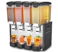 VEVOR Dispensador de Bebidas Comercial 10L x 4 Tanques Máquina de Bebidas Frías Heladas de Acero Inoxidable 430W Temperatura de Enfriamiento 7~12 °C para Restaurantes, Bares, Fiestas, 56,5x39x68 cm