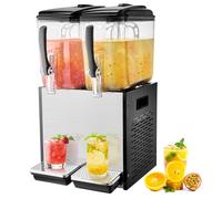 VEVOR Dispensador de Bebidas Comercial 12L x 2 Tanques Máquina de Bebidas Frías Heladas de Acero Inoxidable 286W Temperatura de Enfriamiento 7~12 °C para Restaurantes, Bares, Fiestas, 36,5x43x67 cm