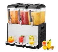 VEVOR Dispensador de Bebidas Comercial 12L x 3 Tanques Máquina de Bebidas Frías Heladas de Acero Inoxidable 370W Temperatura de Enfriamiento 7~12 °C para Restaurantes, Bares, Fiestas, 54,5x44x68 cm
