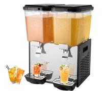 VEVOR Dispensador de Bebidas Comercial 18L x 2 Tanques Máquina de Bebidas Frías Heladas de Acero Inoxidable 370W Temperatura de Enfriamiento 7~12°C para Restaurantes, Bares, Fiestas, 46,5x45,5x67cm