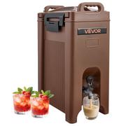 VEVOR Dispensador de Bebidas con Aislamiento, 19 L, con Grifo Antigoteo y Asa, Apto para Uso Alimentario, Ideal para Té, Café y Agua en Cafeterías y Restaurantes, Color Marrón, 425 x 257 x 655 mm