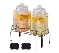 VEVOR Dispensador de Bebidas de 5,5 L para Fiestas, Vidrio, con Soporte de Metal, Grifo de Acero Inoxidable, Dispensadores de Agua, Té Helado, Limonada y Jugo para Fiestas, 370 x 170 x 500 mm