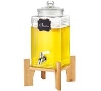 VEVOR Dispensador de Bebidas de 5,5 Litros para Fiestas, Dispensador de Jugo de Vidrio con Soporte, Espiga de Acero Inoxidable, Dispensador de Agua de Jugo de Limonada de Té Helado, 215 x 215 x 425 mm