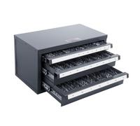 VEVOR Dispensador de Brocas 29 Compartimentos Etiquetados Caja de Almacenamiento de Brocas 1-13 mm con 3 Cajones Estuche de Taladro Vacío 37,5x20x20 cm Apilable Fácil Identificación para Taller Brocas