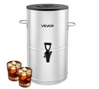 VEVOR Dispensador de Té Helado, 15 L, Acero Inoxidable 304, con Grifo y Asa, Apto para Bebidas Frías y Calientes, Té Helado, Café y Agua en Cafeterías y Restaurantes, 340 x 375 x 510 mm, Plata