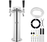 VEVOR Dispensador de torre de cerveza de barril de doble grifo, torre de cerveza de barril de acero inoxidable, kit de torre Kegerator con tubo premontado y vástagos de grifo de cierre automático para