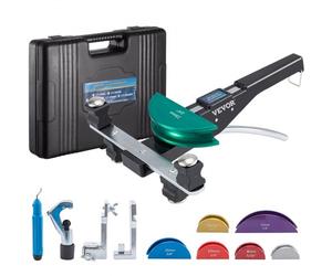 VEVOR Doblador de Tubos de Trinquete 7 Matrices 6-22 mm Kit de Dobladora de Tubos de Aleación de Aluminio Ángulo de Doblado 90° Curvadora de Aleación de Aluminio para Tubos de Cobre, Aluminio y Acero