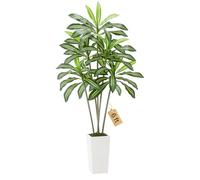 VEVOR Dracaena Artificial, Palmera Tropical Artificial con Macetero Alto Blanco, para Decoración del Hogar, Sala de Estar, Inauguración de la Casa, 1 Planta con 5 Tallos, 800 x 800 x 1824 mm