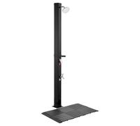 VEVOR Ducha Solar 35 litros 195 cm, Ducha Solar Exterior con Suelo y Grifo de Pedal, Cabezal Giratorio 360° Ajuste de Agua Fría y Caliente hasta 60 °C, PVC Reforzado, para Piscina Jardín Playa, Negro