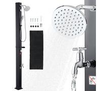 VEVOR Ducha Solar 40 Litros 205 cm, Ducha Solar Exterior con Grifo y Rociador de Mano, Cabezal Giratorio 360° Ajuste de Agua Fría y Caliente Máx. 60 °C, PVC Reforzado, para Piscina Patio Playa, Negro