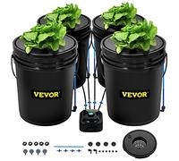 VEVOR DWC Sistema de Cultivo Hidropónico Kit de Cultivo de Agua Profunda de 20 L 4 Cubos con Bomba de Aire Piedras de Aire Dispositivo de Nivel de Agua Sistema Hidropónico DWC para Vegetales de Hoja