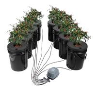 VEVOR DWC Sistema de Cultivo Hidropónico, Kit de Cultivo de Agua Profunda de 20 L y 8 Cubos, con Bomba de Aire, Piedras de Aire, Dispositivo de Nivel de Agua, Sistema Hidropónico DWC para Vegetales