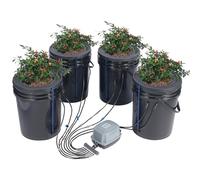 VEVOR DWC Sistema de Cultivo hidropónico, Kit de Goteo Superior, Cultivo en Agua Profunda de 20 l, 4 Cubos, con Bomba de Aire, Piedras de Aire, Dispositivo de Nivel de Agua, para Verduras de Hoja