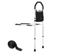 VEVOR Elevador de Cama, Barras de Apoyo con Pata de Apoyo y Pasamanos de PU, Bastón 732-992 mm, Acero al Carbono, para Camas King, Queen, Matrimoniales e Individuales, 335 x 560 x (732-992) mm