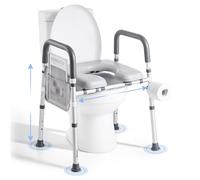 VEVOR Elevador de Inodoro, Altura y Anchura Ajustables 69-79 cm/52-62 cm, con Reposabrazos, Capacidad de Peso de 181 kg y 4 Patas, para Personas Mayores, Personas con Discapacidad y Embarazadas