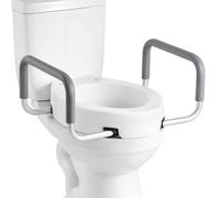 VEVOR Elevador de Inodoro, Carga de 136 kg y Altura de Elevación de 88,9 mm, con Reposabrazos para Personas Mayores, Personas con Discapacidad, Asiento Ensanchado, 560 x 499 x 245 mm, Blanco