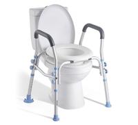 VEVOR Elevador de Inodoro, con Reposabrazos, Capacidad de Peso de 136 kg y Cuatro Patas, Altura Ajustable de 640 a 770 mm, y Protección contra Salpicaduras para Personas Mayores y Embarazadas