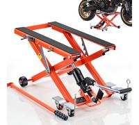 VEVOR Elevador Hidráulico de Motocicletas Capacidad de Carga de 499 kg, Plataforma Elevadora para Motocicletas con 6 Ruedas, Elevación de 120-385 mm, Soporte Estable para ATV, Talleres, Garajes