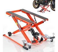 VEVOR Elevador Hidráulico de Motocicletas Capacidad de Carga de 499 kg, Plataforma Elevadora para Motocicletas con 6 Ruedas, Elevación de 120-385 mm, Soporte Estable para ATV, Talleres, Garajes