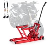 VEVOR Elevador Hidráulico de Motocicletas Capacidad de Carga de 680 kg, Plataforma Elevadora para Motocicletas con 4 Ruedas, Elevación de 115-385 mm, Soporte Estable para ATV, Talleres, Garajes