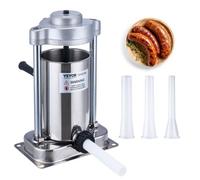 VEVOR Embutidora Manual de Salchichas Capacidad de 2 L Embutidora Vertical de Mesa de Acero Inoxidable con 2 Tubos de Relleno para Churros Salchichas para Restaurante Supermercado Hogar Cocina