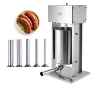 VEVOR Embutidora Eléctrica de Salchichas Vertical de Carne de 12 L, Motor de 200 W, Control Velocidad Continuo y Pedal, Fabricada en Acero Inoxidable 304 Apto para Uso Alimentario, 370 x 310 x 680 mm