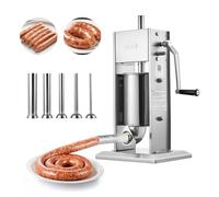 VEVOR Embutidora Manual de Salchichas Capacidad de 3 L, Embutidora Vertical de Mesa de Acero Inoxidable, con 5 Tubos de Relleno para Churros Salchichas para Restaurante Supermercado Hogar Cocina