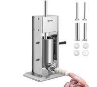 VEVOR Embutidora Manual de Salchichas Capacidad de 3L Embutidora Vertical de Mesa de Acero Inoxidable con 4 Tubos de Relleno para Churros Salchicha de 15mm/21mm/30mm/37mm para Restaurante Supermercado