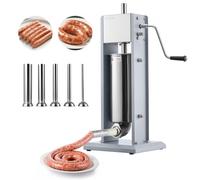 VEVOR Embutidora Manual de Salchichas Capacidad de 5 L, Embutidora Vertical de Mesa de Acero Inoxidable con 5 Tubos de Relleno para Churros Salchichas para Hogar, Cocina, Restaurante, Supermercado