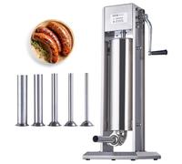 VEVOR Embutidora Manual de Salchichas Capacidad de 7 L Embutidora Vertical de Mesa de Acero Inoxidable con 5 Tubos de Relleno para Churros Salchichas para Restaurante Supermercado Hogar Cocina