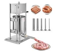 VEVOR Embutidora Manual de Salchichas de 10 L, Máquina de Llenado Vertical de Carne con 2 Velocidades Rápida/Lenta, de Acero Inoxidable Resistente, con 5 Tubos de Embutido, 600 x 320 x 720 mm
